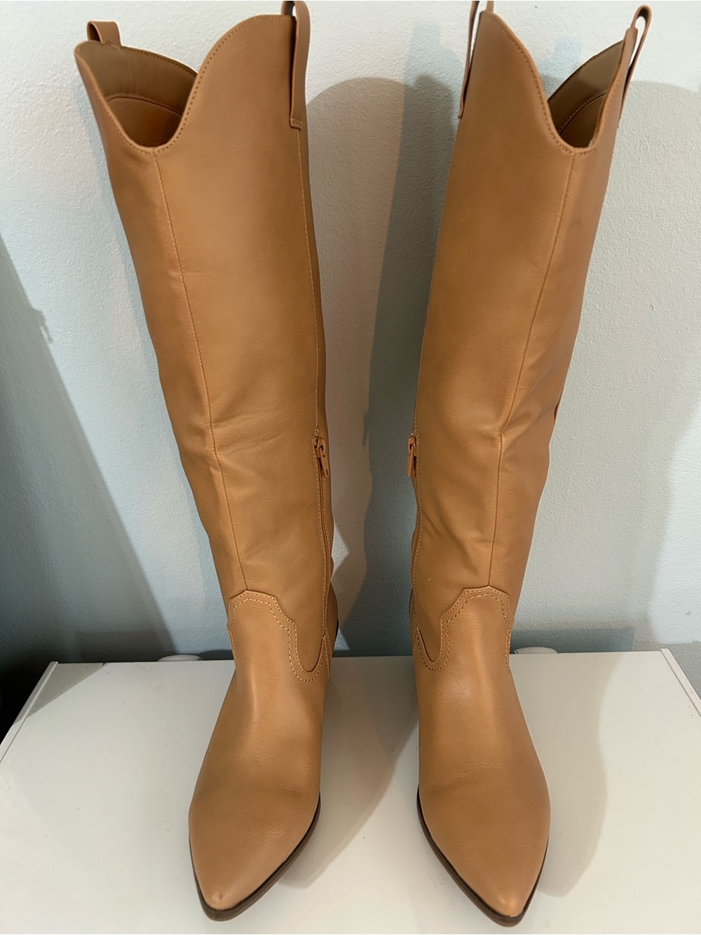 Over-the-Knee Women's Boots in Tan - Sleek Western-Inspired Style